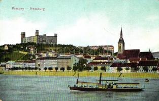 Pozsony, Pressburg, Bratislava; vár / castle, ship (fa)
