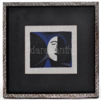 Molnár János (1950- ): A jobbik felem, akvarell, papír, jelzett, paszpartuban, üvegezett fa keretben, 16,5×13 cm