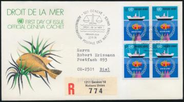 Law of the Sea Conference block of 4 FDC, Tengerjogi konferencia négyestömb FDC-n