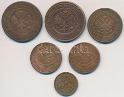 Orosz Birodalom 1899. 2k Cu + 1900. 3k Cu + 1909. 3k Cu + 1913. 1/2k Cu + 1k Cu + 1914. 1k Cu T:2-,3...