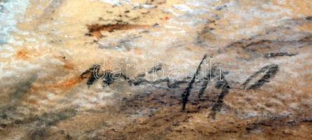 Márffy jelzéssel: Virágcsendélet, akvarell, papír, üvegezett fa keretben, 50,5×28 cm