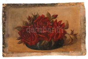 K.R. jelzéssel: Virágcsendélet 1929. Olaj, vászon, kopott, 16×24 cm