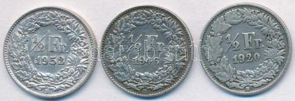 Svájc 1920B-1952B 1/2Fr Ag (3x) T:2-3 Switzerland 1920B-1952B 1/2 Franc Ag (3x) C:XF-F