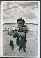 cca 1990 Kleb Attila felvétele egy modern Ludas Matyiról, pecséttel jelzett, 18x13 cm