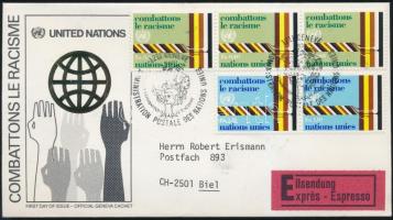 1977 Küzdelem a rasszizmus ellen hármascsík és pár 1 FDC-n Mi 68-69