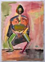 3 db grafika Hornyánszky hagyatéki pecséttel, akvarell ill. pasztell, papír, különböző méretben