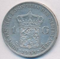 Hollandia 1931. 1G Ag "I. Vilma" T:2- Netherlands 1931. 1 Gulden Ag "Wilhelmina I" C:VF