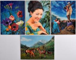 9 db MODERN dimenziós lap; vallás, állat, virág, hölgy / 9 modern lenticular postcards; religion, animal, flower, lady