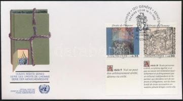 Emberi jogok szelvényes sor FDC-n, Human Rights set with coupon on FDC