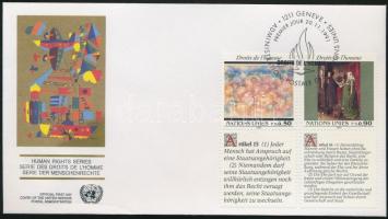 Emberi jogok szelvényes sor FDC-n, Human Rights set with coupon on FDC