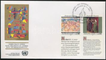 Human Rights set with coupon on FDC Emberi jogok szelvényes sor FDC-n