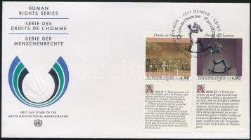 Human Rights set with coupon on FDC, Emberi jogok szelvényes sor FDC-n