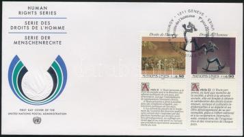 Emberi jogok szelvényes sor FDC-n, Human Rights set with coupon on FDC