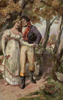 Romantic couple, Künstlerkarte No. 1429. artist signed, Romantikus pár, Künstlerkarte No. 1429. s