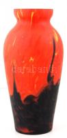 Többrétegű piros-fekete üvegváza, hibátlan, m: 31 cm