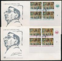 Művészet sor négyestömbökben 2 FDC-n Art set blocks of 4 2 FDC