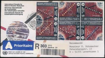 A katasztrófamegelőzés évtizede sor + pár FDC-n Disaster prevention decade set + pair on FDC