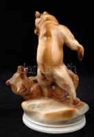 Zsolnay birkózó medvék (Markup Béla), kézzel festett, jelzett, hibátlan, m:30 cm/ Handpainted Zsolna...