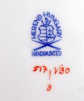 Herendi Viktória mintás porcelán süteményes tál, kézzel festett, hibátlan, jelzett, d: 19 cm