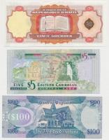 Vegyes: Haiti 2001. 1G + Kelet-Karibi Államok 2003. 5$ + Guyana 2006. 100$ T:I-II
Mixed: Haiti 2001...