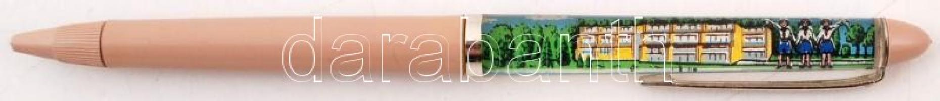 "Balatoni úttörőváros, Zánka" feliratú, vidám motívumos toll, saját dobozában