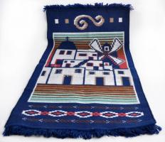 Kék tónusú görög szőttes faliszőnyeg,újszerű állapotban, 65x125 cm