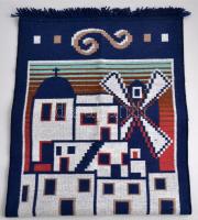 Kék tónusú görög szőttes faliszőnyeg,újszerű állapotban, 65x125 cm