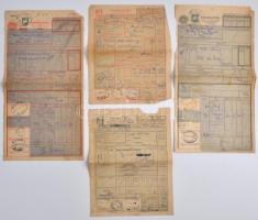 1947 4 db különböző fuvarlevél(Szombathely-Sopron-Budapest) illetékdíjakkal