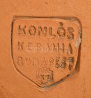 Komlós Kerámia kislány és kisfiú, 2 db figurális mázas kerámia, kézzel festett, jelzett, apró kopásn...