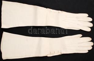 Fehér női szarvasbőr kesztyűpár
