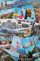 Kb. 320 db főleg MODERN városképes és motívumlap dobozban; több külföldi és reklám lappal / Approx. 320 mostly modern town-view and motive postcards in a box; with more foreign and advertisement cards