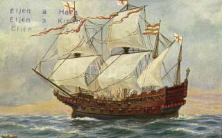 English battle ship from the 16th century, Marine-Galerie Karte Nr. 98., Angol hadihajó a 16. századból, Marine-Galerie Karte Nr. 98.