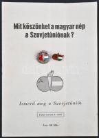 ~1950. "Magyar-Szovjet Társaság" 2klf zománcozott jelvény a társaság Falusi sorozatának 1. számával: "Mit köszönhet a magyar nép a Szovjetuniónak" T:2- zománchiány, javított tű