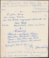 Gobbi Hilda (1913-1988) Kossuth-díjas színművésznő két soros írása és aláírása emléklapon