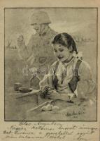 WWII Easter, soldier, artist signed (EK)