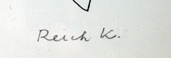 Reich Károly (1922-1988): Leány paripával. Szitanyomat, papír, jelzett, üvegezett keretben, 30×20 cm