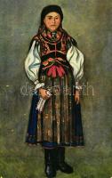 Magyar népviselet, Beczei leány / Hungarian folklore, artist signed (fl)