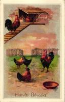 Easter, chicken, litho