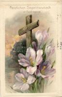 Konfirmációs kártya, Emb. litho, Segenswunsch zur Konfirmation / Blessing for Confirmation, greeting card, Emb. litho