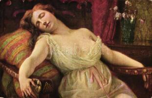 Siesta, erotic art postcard s: G. Courtois
