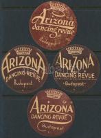 Arizona Dancing Revue Budapest, 4 db reklámkártya, d: 5 cm