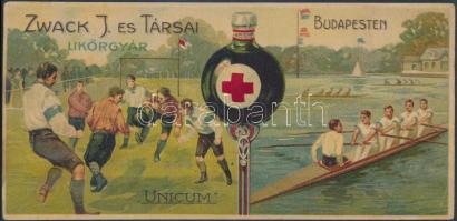 Zwack J. és Társai Likőrgyár Budapesten "Unicum" litho számolócédula, 16x7,5 cm