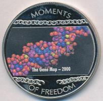 Libéria 2004. 10$ "Szabadság pillanatai-A gén-térkép 2000." multicolor T:PP ujjlenyomatos Liberia 2004. 10 Dollars "Moments of Freedom-The gene map 2000." multicolor C:PP fingerprint