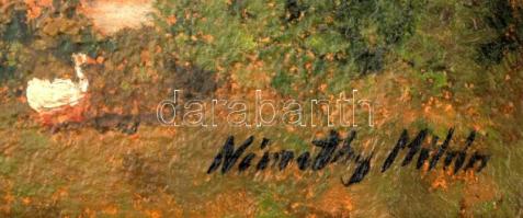 Némethy Milán: Tanya. Olaj, karton, jelzett, keretben, 20×25 cm