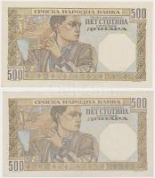 Szerbia / Német megszállás 1941. 500D (2x) T:I-,II-
Serbia / German occupation 1941. 500 Dinara (2x...
