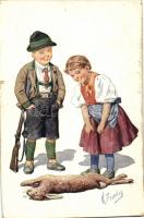 Hunter boy, rabbit, B.K.W.I. 947-3. s: K. Feiertag (b)