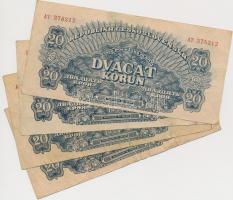 Csehszlovákia 1919. 5K + 1944. 5K (3x) + 20K (4x) + 1964. 50K T:III,III-
Czechoslovakia 1919. 5 Kor...