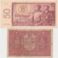 Csehszlovákia 1919. 5K + 1944. 5K (3x) + 20K (4x) + 1964. 50K T:III,III-
Czechoslovakia 1919. 5 Kor...