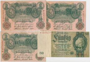Német Birodalom 1906. 50M + 1910. 50M (3x) + Weimari Köztársaság 1923. 100.000M + Német 3. Birodalom...