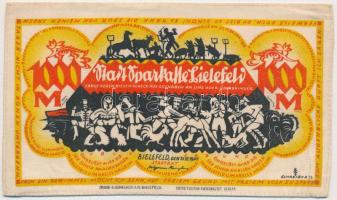 Németország / Weimari Köztársaság / Bielefeld / 1922. 1000M sárga, selyem, bélyegzés nélkül T:I Germany / Weimar Republic / Bielefeld 1922. 1000 Mark yellow, silk, without stamp C:UNC